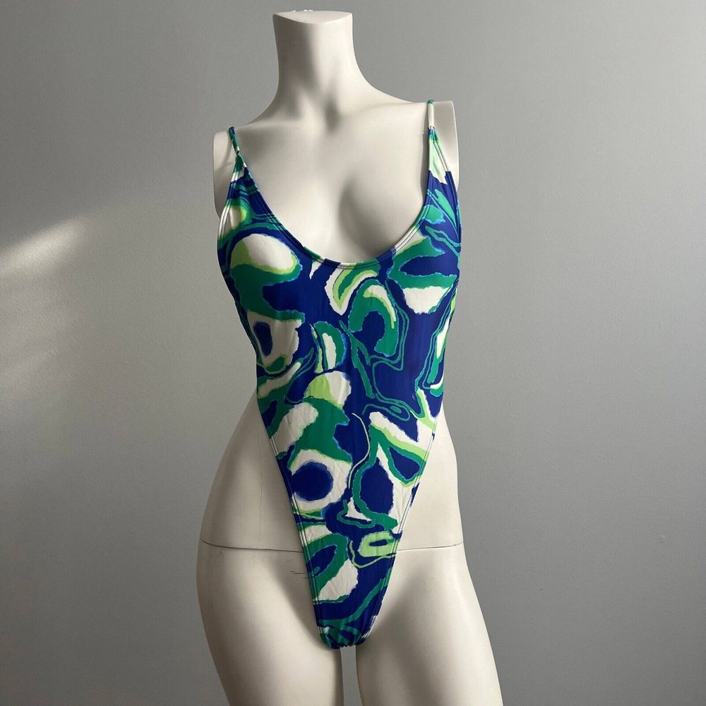 One Piece Bikini Women's Size Large Blue Green Summer Beach Wear Swimsuit